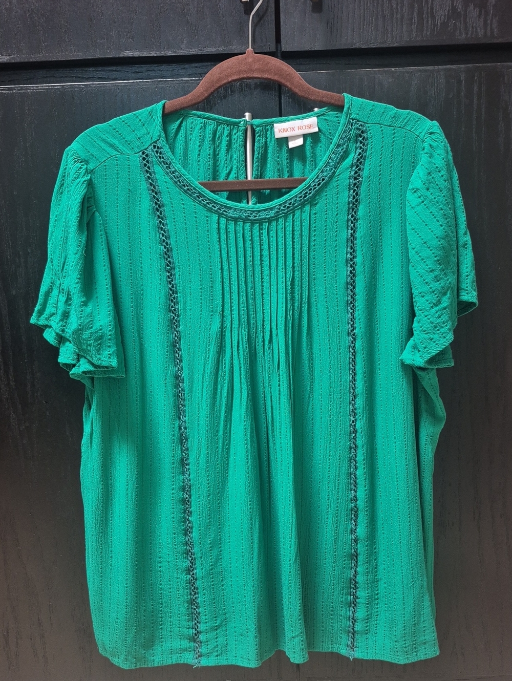 Knox Rose Green Flutter Top Size L Made In India